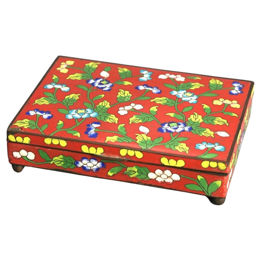 Antique Chinese Cloisonne Floral Enameled Cigar Box C1920 (1 of 5)