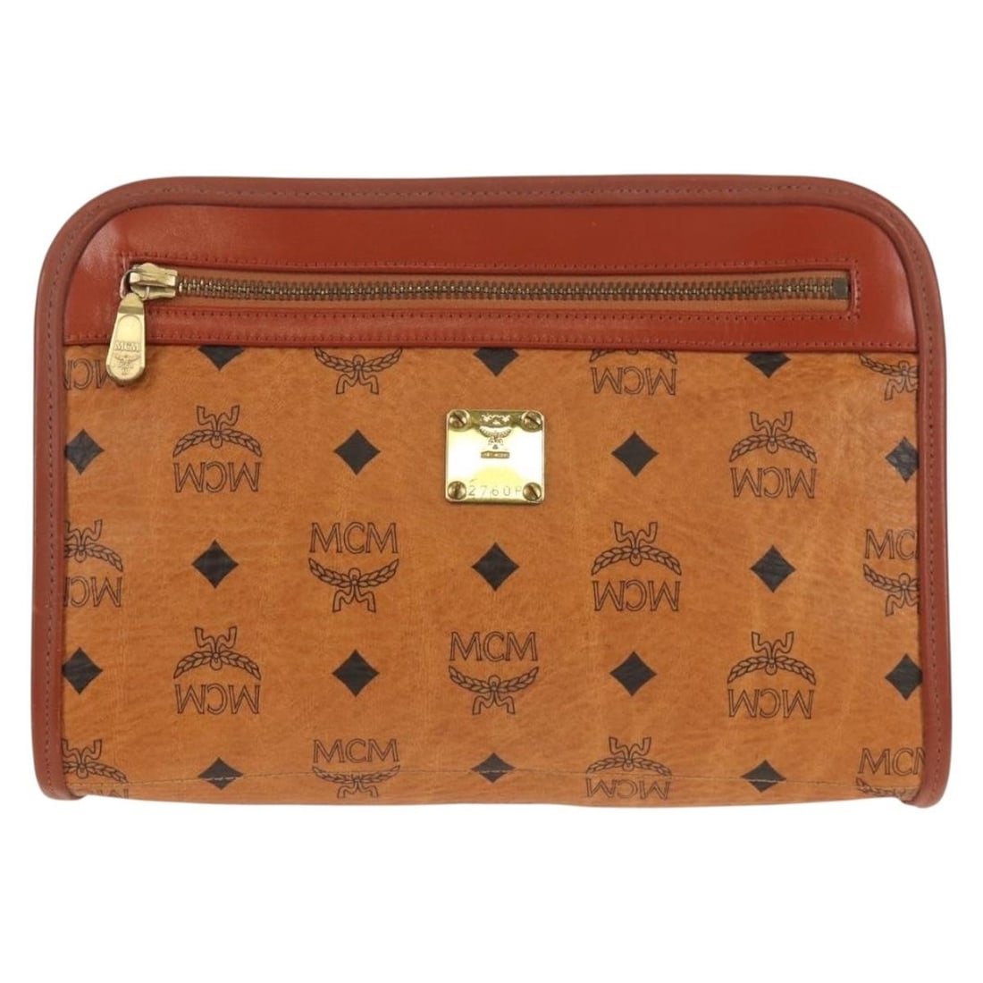 Brown Canvas MCM Visetos Clutch Bag 25cm by 18cm by 7cm (1 of 17)
