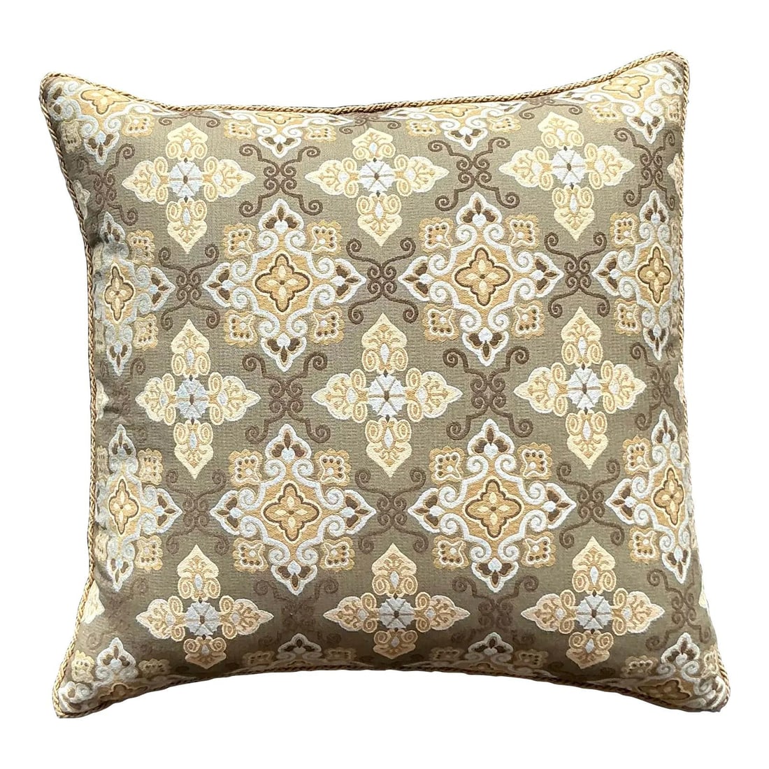 Earthy Medallion Boho Jacquard Decorative Pillow 23 Inch Square Vintage Accent (1 of 6)