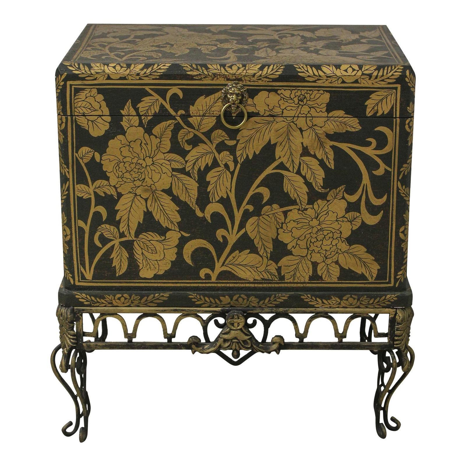 Elegant Black Flip Top Storage Chest with Metal Base (1 of 10)