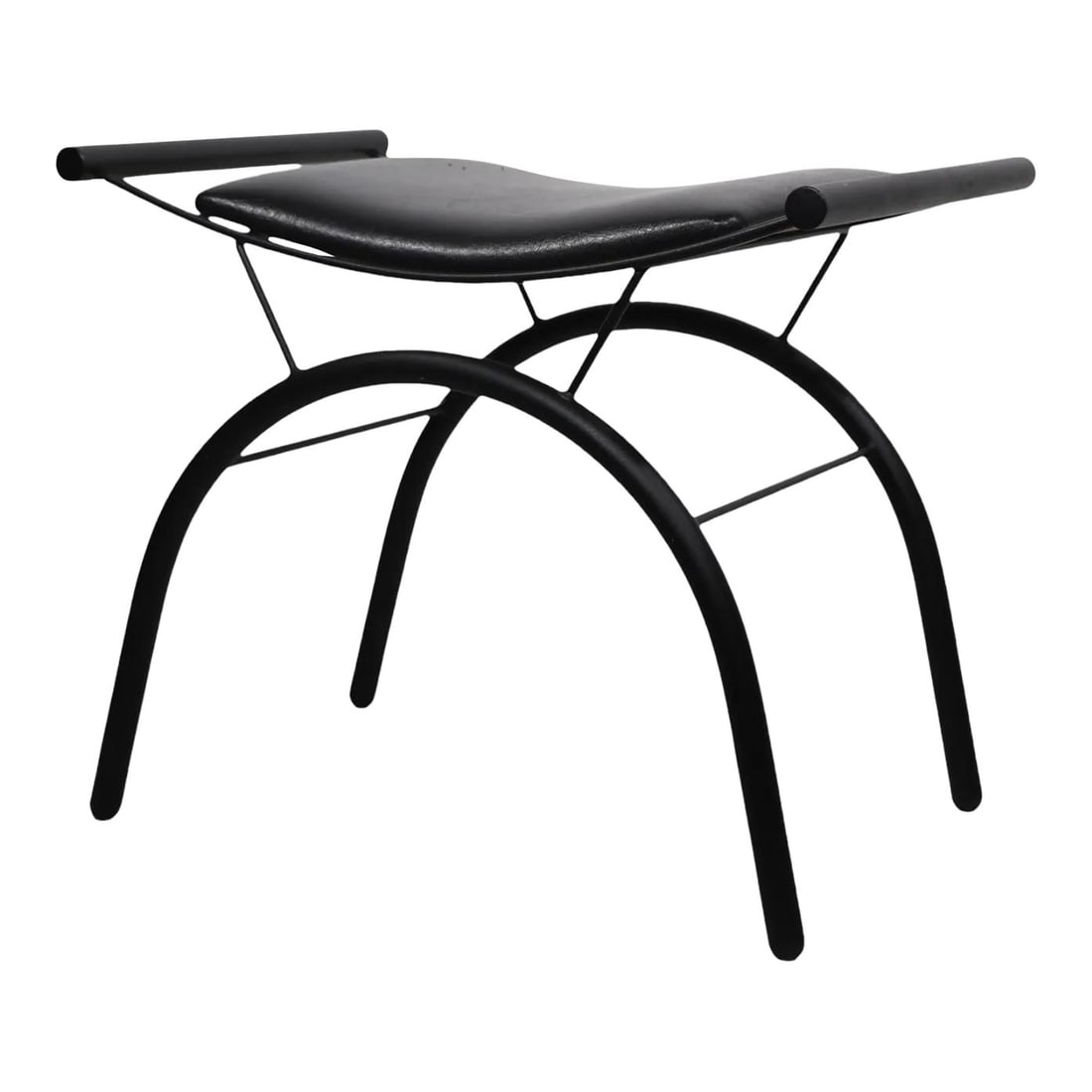 Chic Post Modern Saddle Seat Vanity Bench Quebec 69 Black Vinyl Metal (1 of 10)