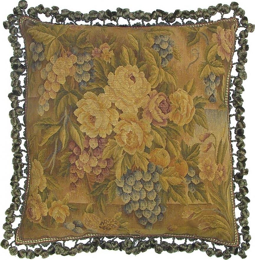 Provence Home Aubusson Pillow Handmade Grapes Roses 22x22 (1 of 1)