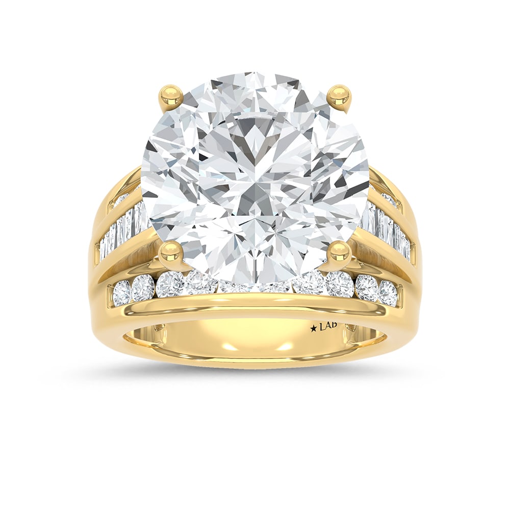 10K Yellow Gold Lab Grown Diamond 3 7/8 ct.Tw. Round Shape Engagement Ring (IGI Certified Center (1 of 4)