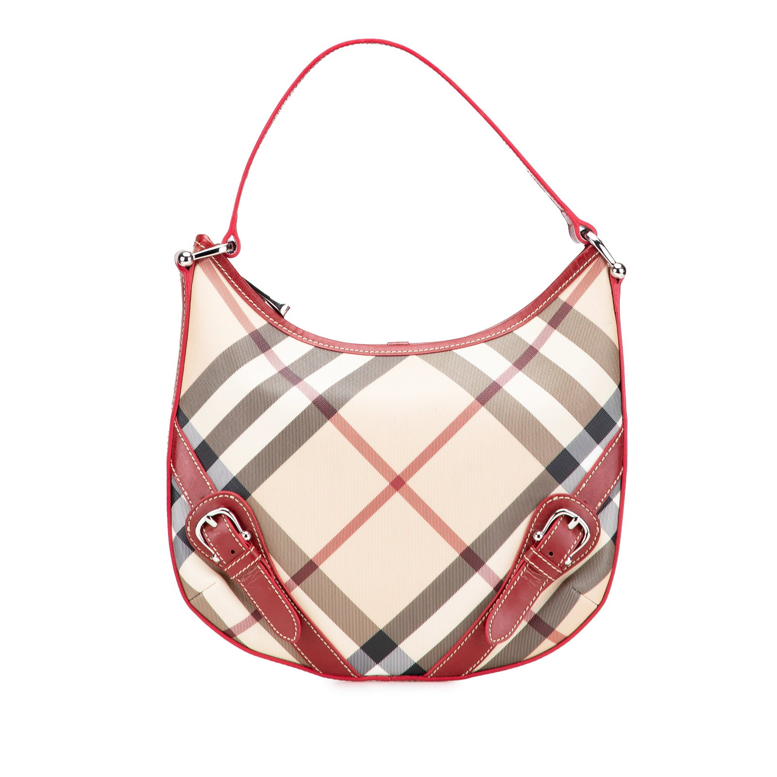 Burberry Supernova Check Coated Canvas Larkin Hobo Bag: Burberry Supernova Check Coated Canvas Larkin Hobo Bag Introducing the Burberry Supernova Check Coated Canvas Larkin Hobo, a stylish and practical accessory crafted from durable coated canvas and comp