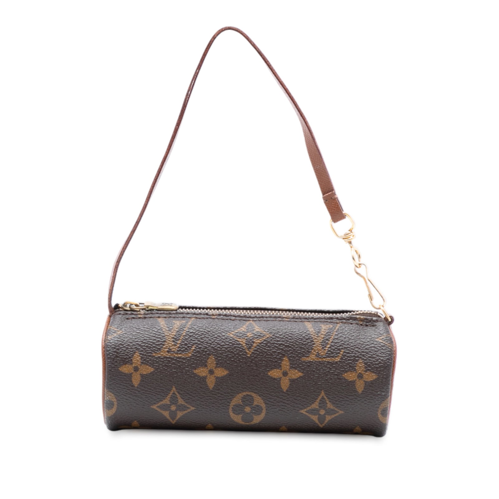 Louis Vuitton Papillon Pochette Brown Monogram Canvas Mini Bag with Strap: Louis Vuitton Papillon Pochette Brown Monogram Canvas Mini Bag with Strap This Louis Vuitton Monogram Papillon Pochette features the iconic monogram canvas body, a detachable leather strap, and a secu
