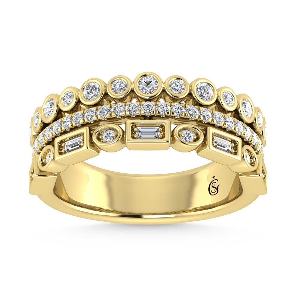 14K Yellow Gold Diamond 1/2 Ct.Tw. Fashion Ring: 14K Yellow Gold Diamond 1/2 Ct.Tw. Fashion Ring 14k Yellow Gold Stone Color: G-h Stone Clarity: Si2 Each ring is presented in standard size 6.5. Complimentary resizing is available between sizes 510 (