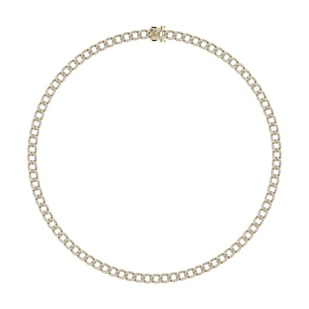 Diamond 7 5/8 Ct.Tw. Cuban Necklace in 14K Yellow Gold: Diamond 7 5/8 Ct.Tw. Cuban Necklace in 14K Yellow Gold 14k Yellow Gold Stone Color: G-h Stone Clarity: I1 Unless otherwise specified, pendants that include a chain are paired with our standard 18-inch