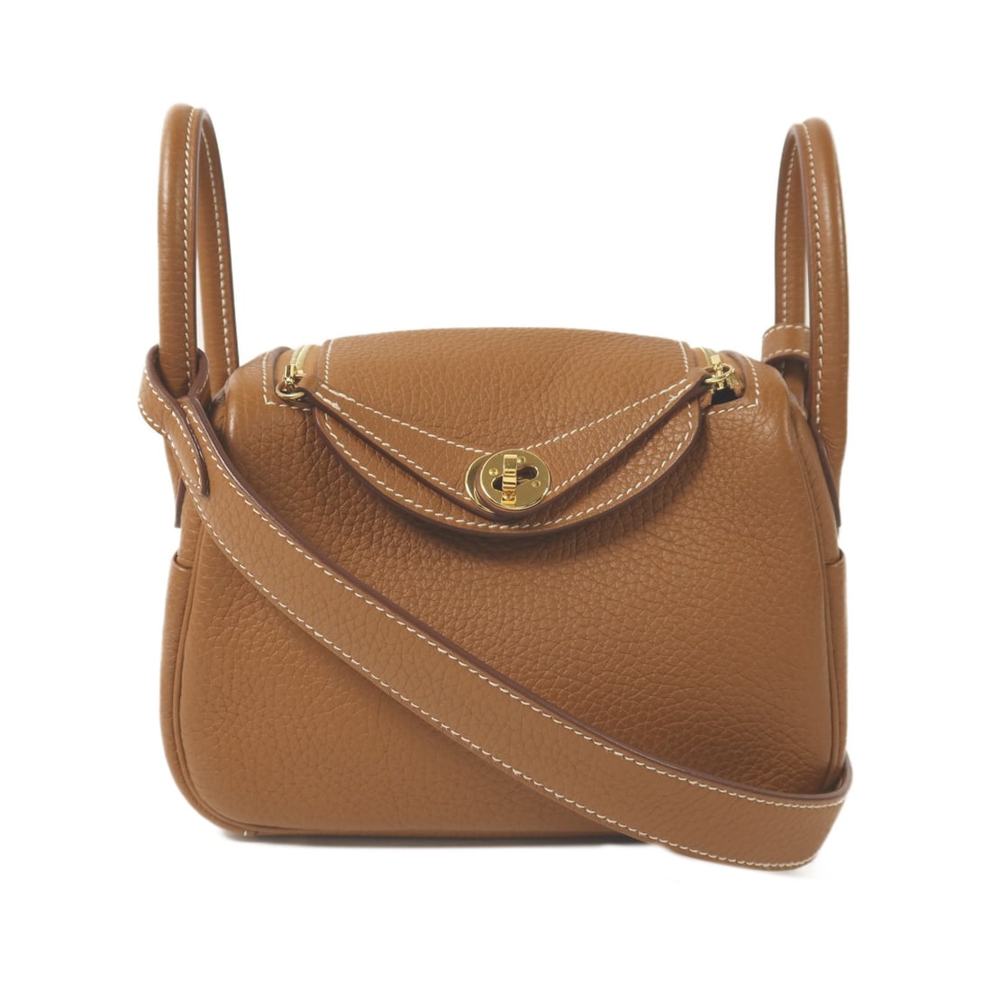 Mini Lindy Two Way Brown Calfskin Shoulder Bag with Gold Hardware (1 of 15)