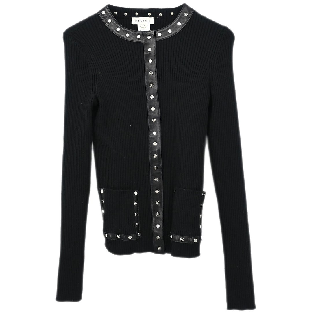 Vintage Celine Black Cardigan Wool Nylon Button Closure #M (1 of 10)