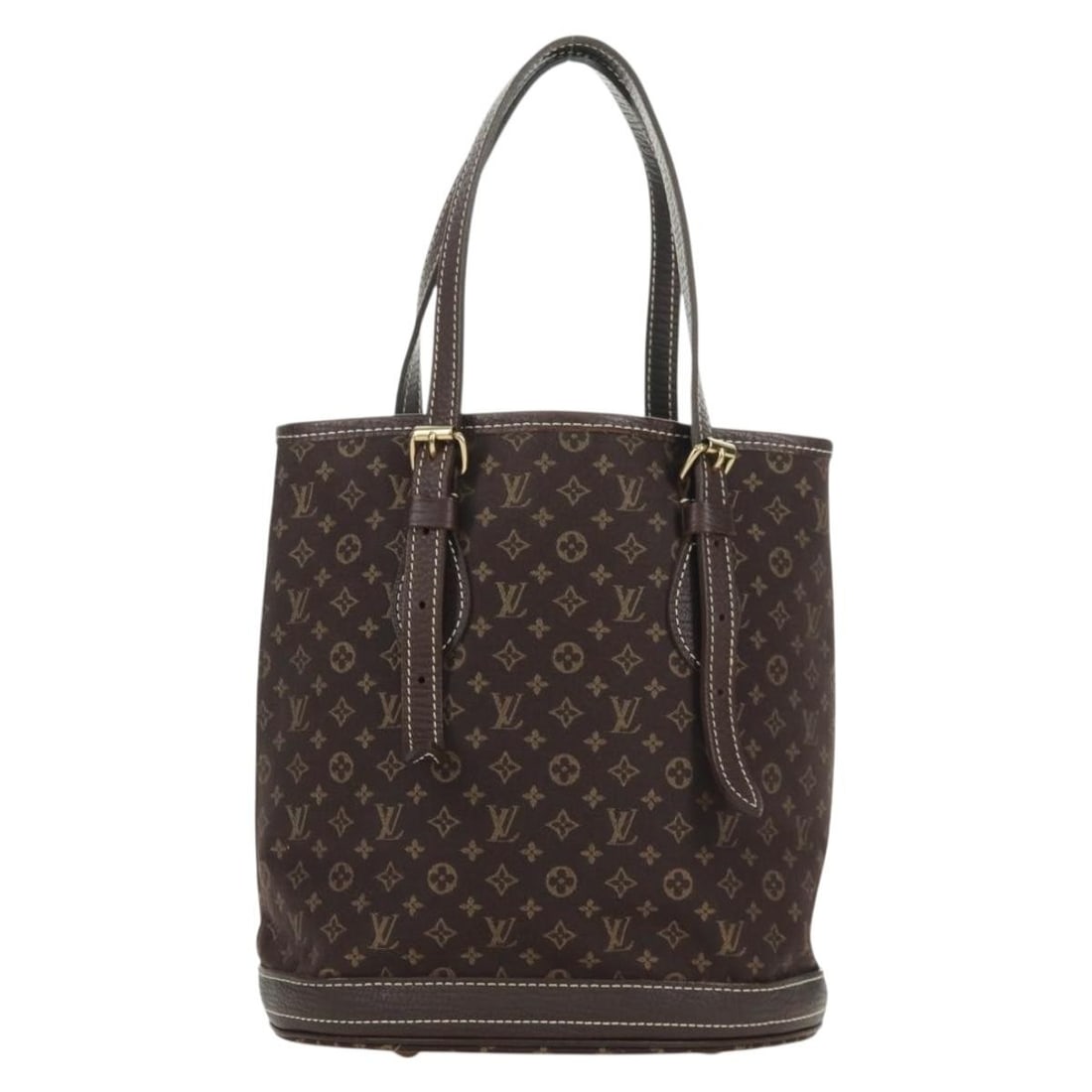 Louis Vuitton Mini Lin Canvas Petit Bucket Shoulder Bag Brown France: Louis Vuitton Mini Lin Canvas Petit Bucket Shoulder Bag Brown France This Louis Vuitton Petit Bucket Bag in the Mini Lin design features a brown canvas exterior with leather trim. Designed for women,