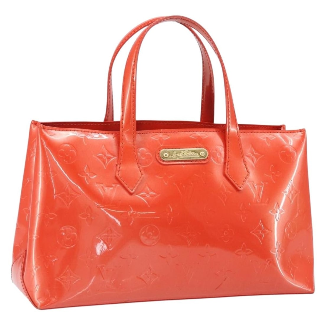 Louis Vuitton Wilshire PM Patent Leather Handbag M93644 Orenge Sunset: Louis Vuitton Wilshire PM Patent Leather Handbag M93644 Orenge Sunset This Louis Vuitton Wilshire PM handbag features the iconic Monogram Vernis patent leather in a vibrant Orange Sunset color. Crafte