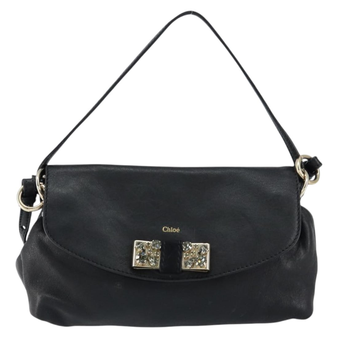 Black Leather Lily Shoulder Bag by Chloe with 21cm Width: Black Leather Lily Shoulder Bag by Chloe with 21cm Width This Chloe Lily Shoulder Bag is crafted from black leather and designed for women. The bag features a structured silhouette and is made in Roma