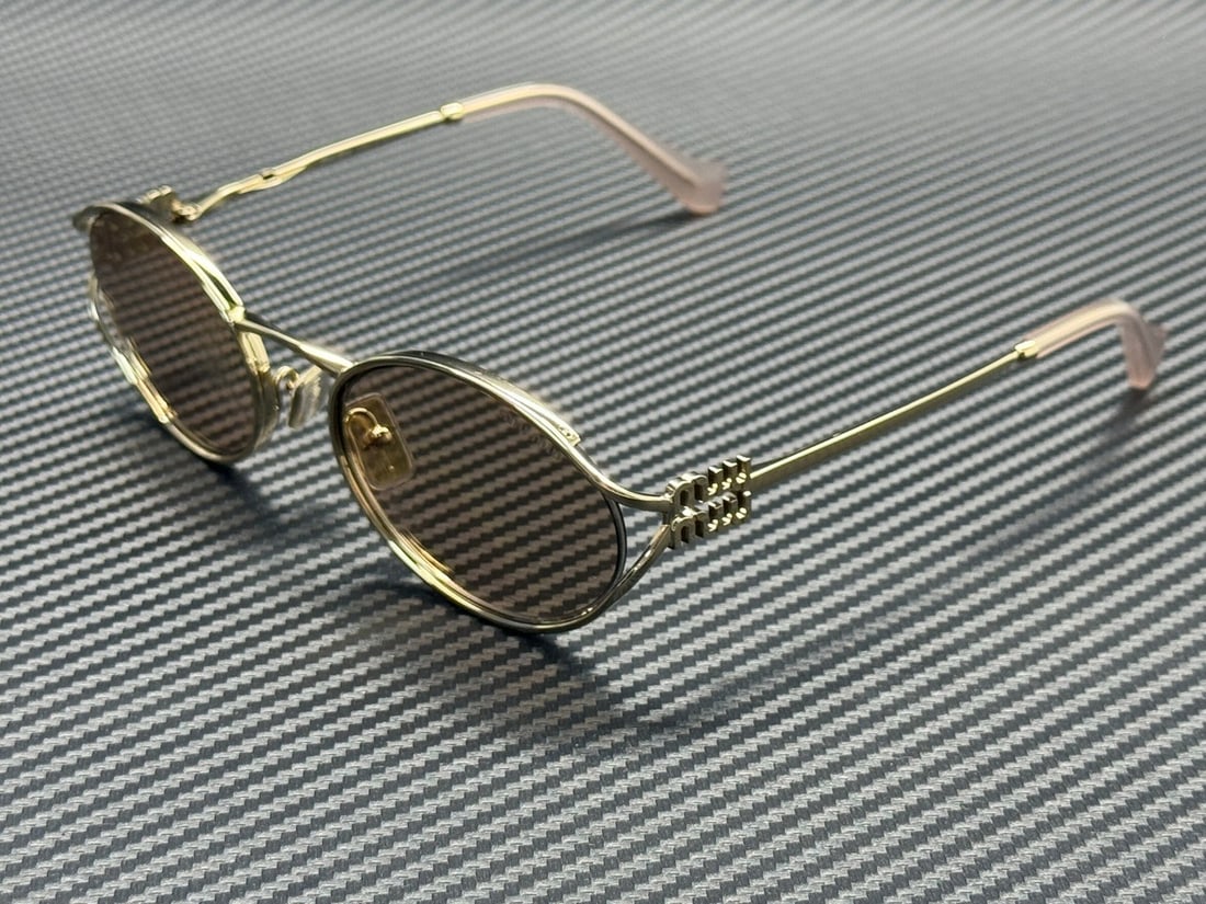 Miu Miu MU 52YS ZVN20F Pale Gold Pink Mirror Women's Sunglasses (1 of 5)