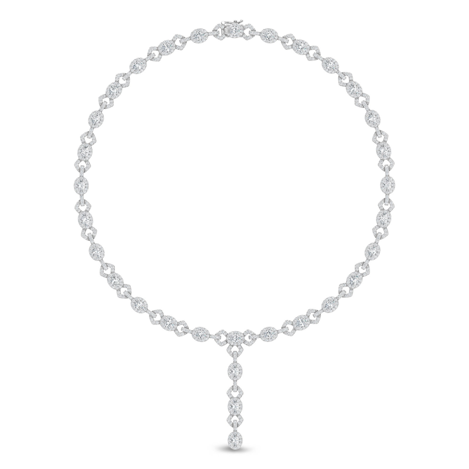 14K White Gold Lab Grown Diamond 15 1/2 Ct.Tw. Fashion Necklace: 14K White Gold Lab Grown Diamond 15 1/2 Ct.Tw. Fashion Necklace An extraordinary statement of refinement, this 15 1/2 CT TW fashion necklace is crafted in luminous 14K white gold and adorned with radi