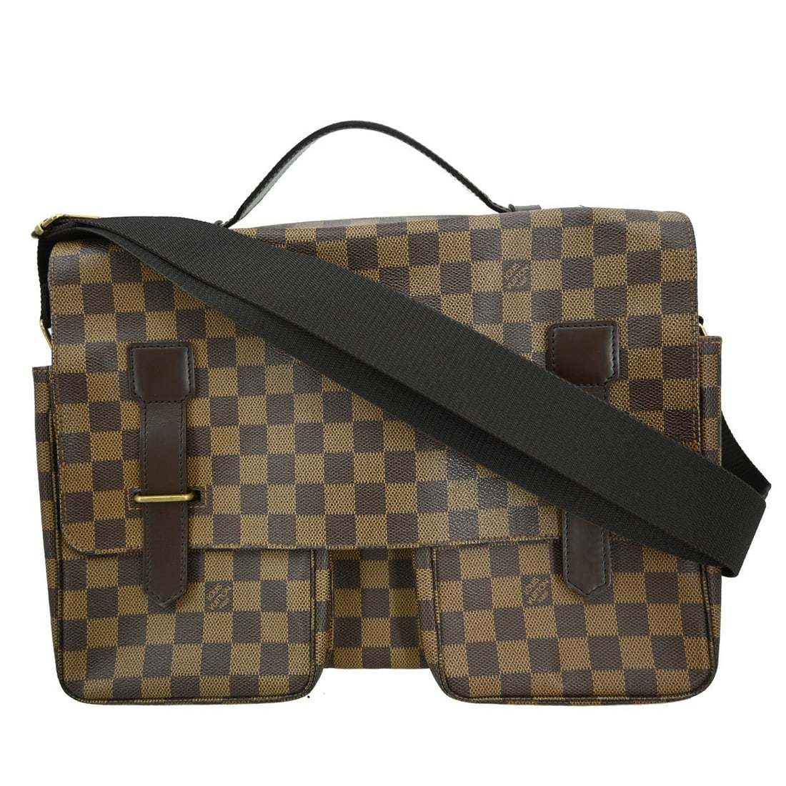 Louis Vuitton Broadway Damier Canvas Crossbody Bag Large Brown N42270: Louis Vuitton Broadway Damier Canvas Crossbody Bag Large Brown N42270 This Louis Vuitton Broadway 2-way business handbag features the iconic Damier canvas with leather accents in a brown exterior. Des