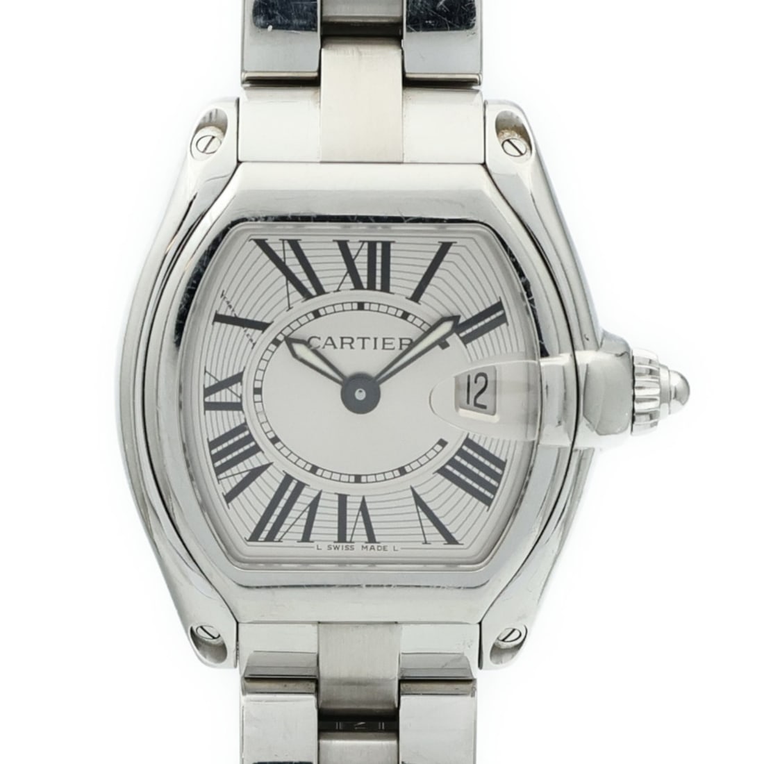 Cartier Roadster Stainless Steel Quartz Wristwatch Silver Dial (1 of 14)