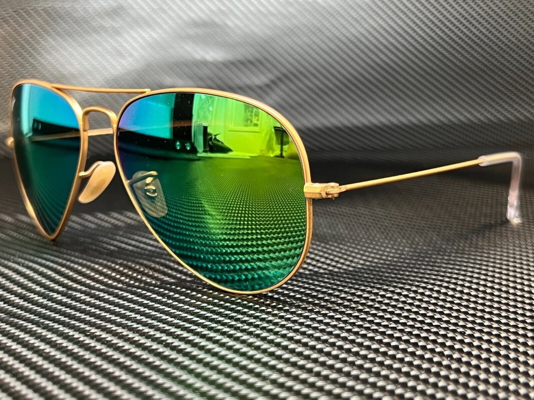 Ray-Ban RB3025 Gold Aviator Sunglasses 58mm Green Lenses (1 of 5)