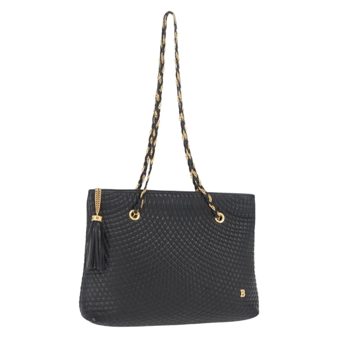 Bally Black Quilted Leather Vintage Shoulder Bag with Chain Strap (1 of 18)