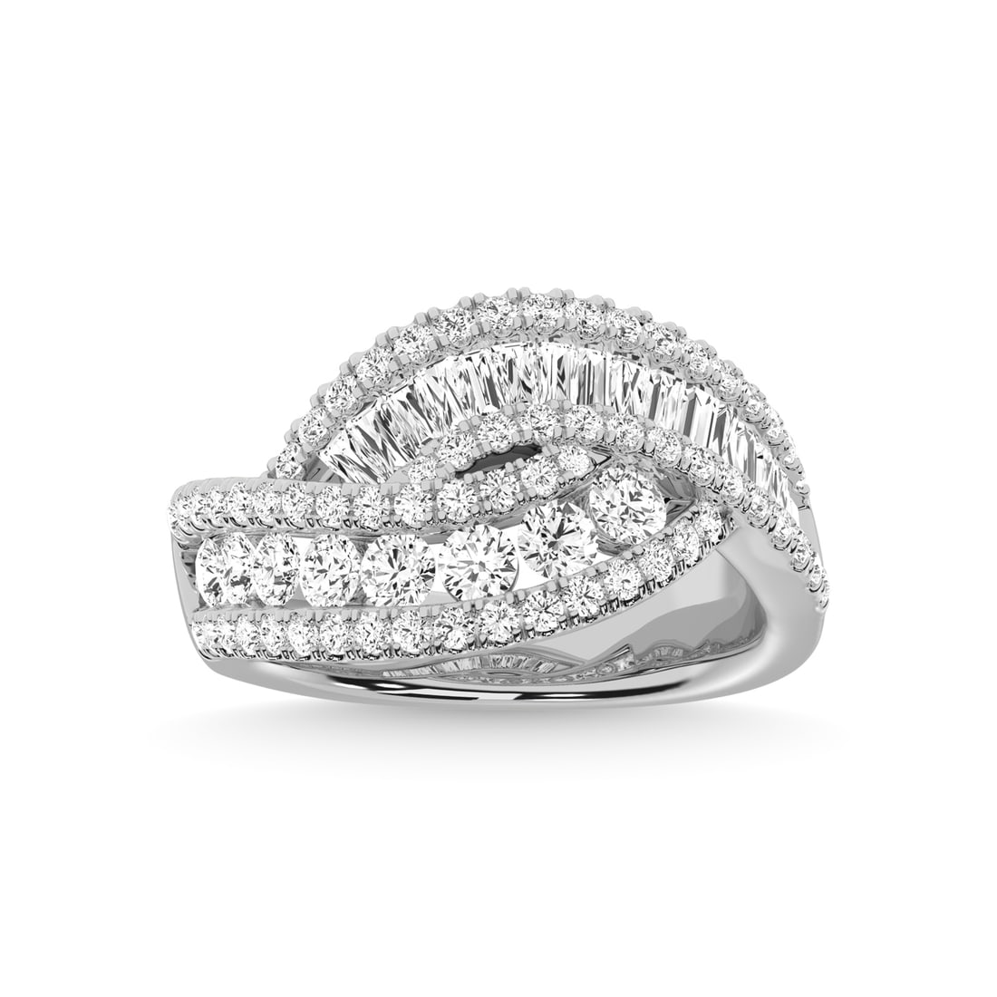 14K White Gold Diamond 1 3/4 Ct.Tw. Fashion Ring: 14K White Gold Diamond 1 3/4 Ct.Tw. Fashion Ring 14k White Gold Stone Color: G-h Stone Clarity: I1 Each ring is presented in standard size 6.5. Complimentary resizing is available between sizes 510 (i