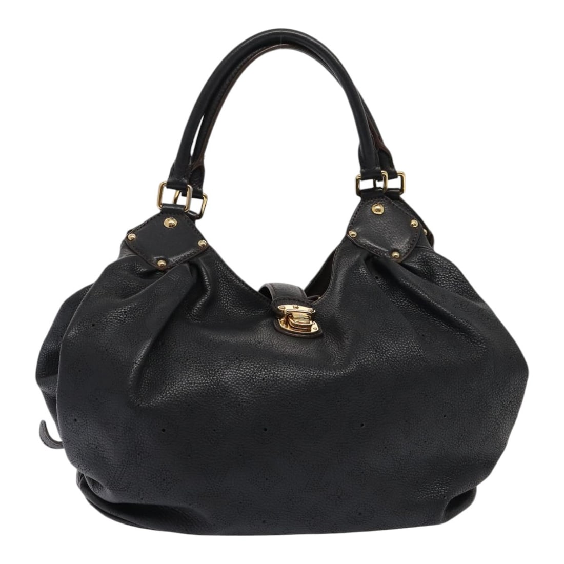 Louis Vuitton Mahina XL Black Leather Monogram Handbag with Dust Bag: Louis Vuitton Mahina XL Black Leather Monogram Handbag with Dust Bag This is a Louis Vuitton Monogram Mahina XL handbag in black, crafted from leather with the signature Monogram Mahina pattern. Desig