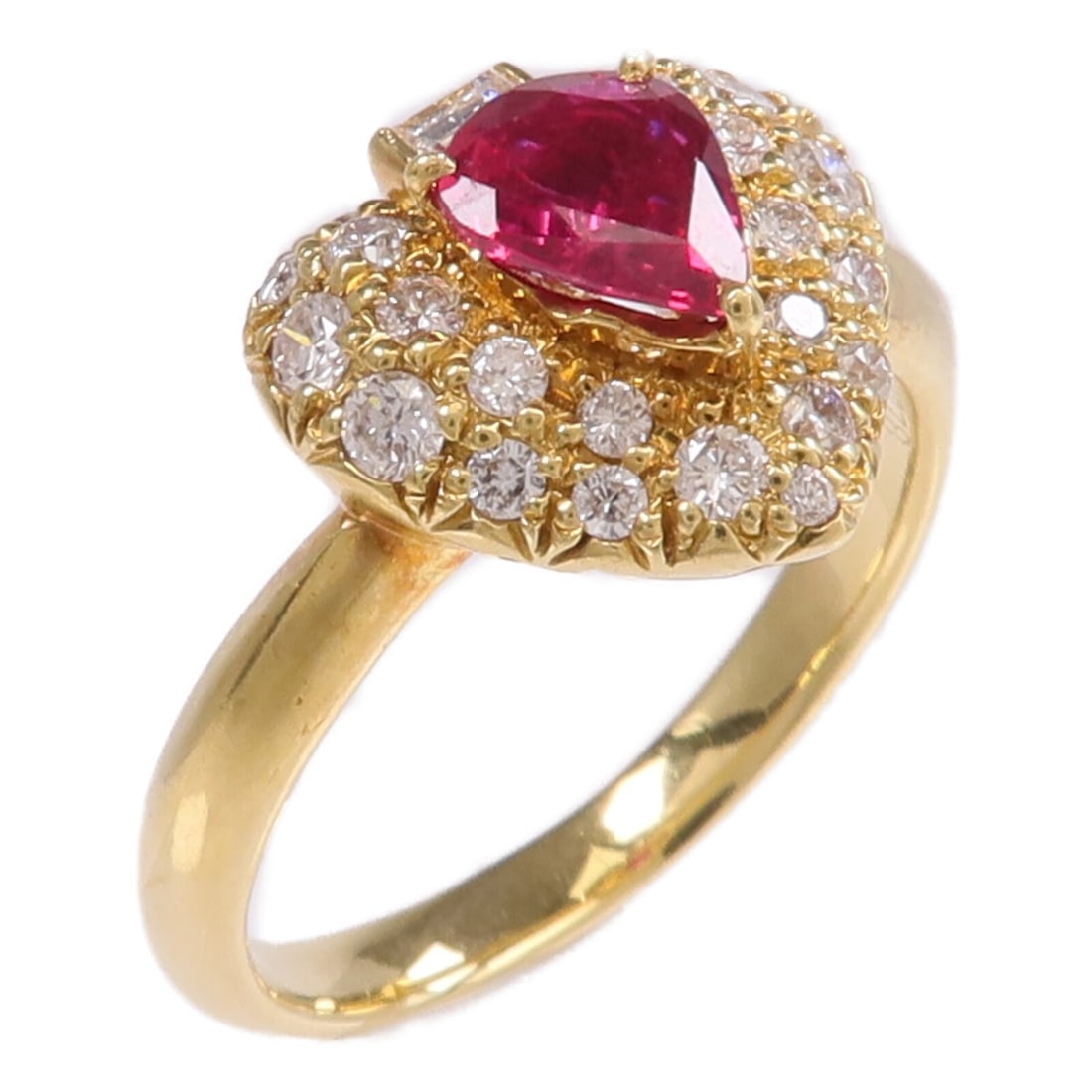 18K Yellow Gold Ring with Ruby and Diamond Accents Size 7.25 (1 of 8)