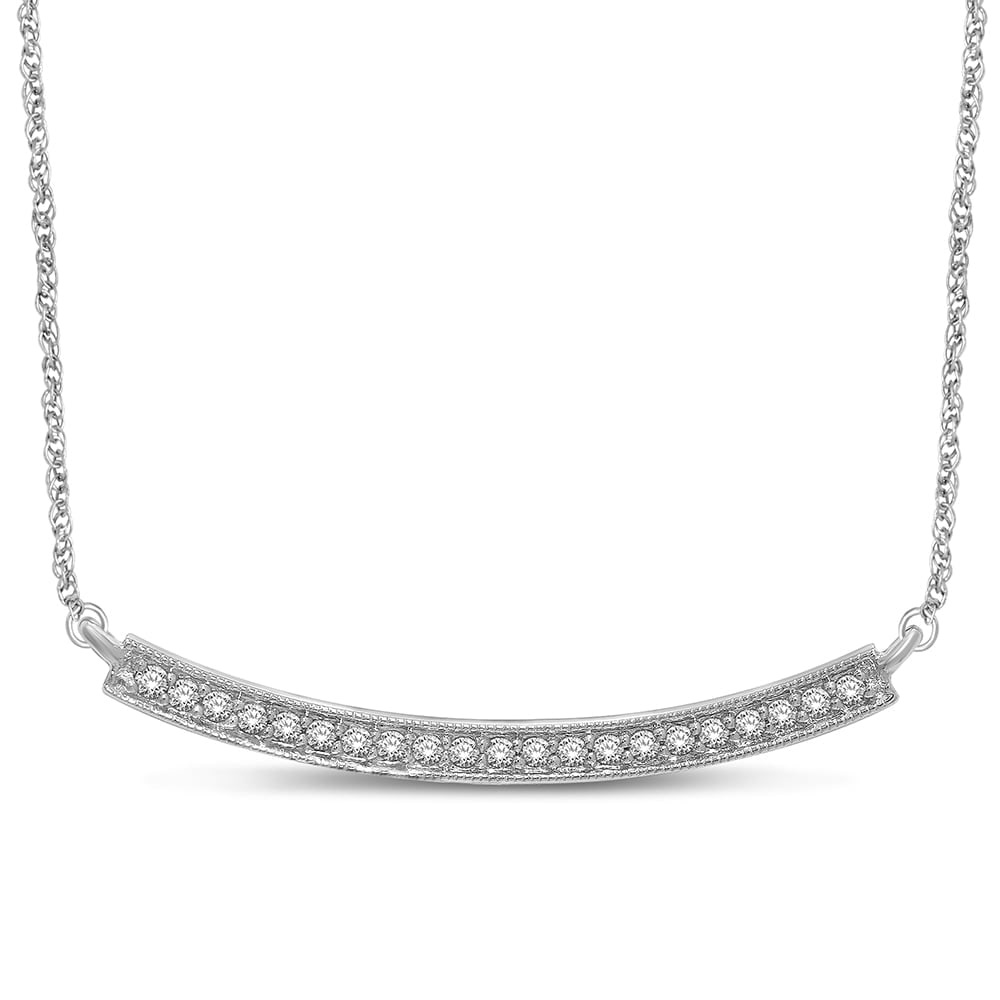 14K White Gold 1/6 Ct.Tw. Diamond Stackable Necklace: 14K White Gold 1/6 Ct.Tw. Diamond Stackable Necklace This Beautiful Necklace Is Available In 14K White Gold. There Are 21 Round Diamonds With A Total Carat Weight Of 1/6 Ct Set In A Shared Prong Setti