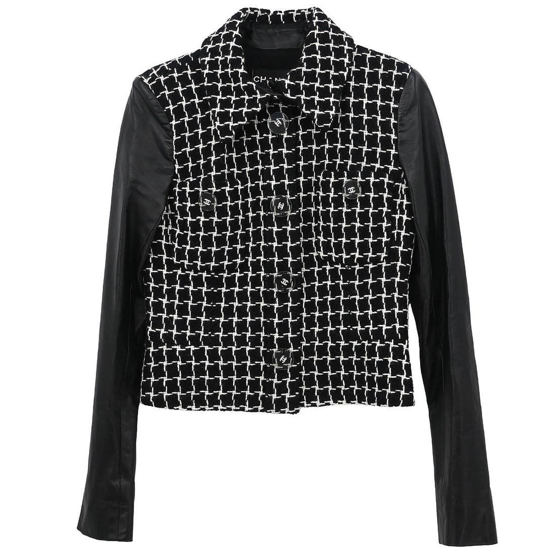 Chanel Black Wool Blend Collared Jacket Size 36 with Logo Accent (1 of 10)