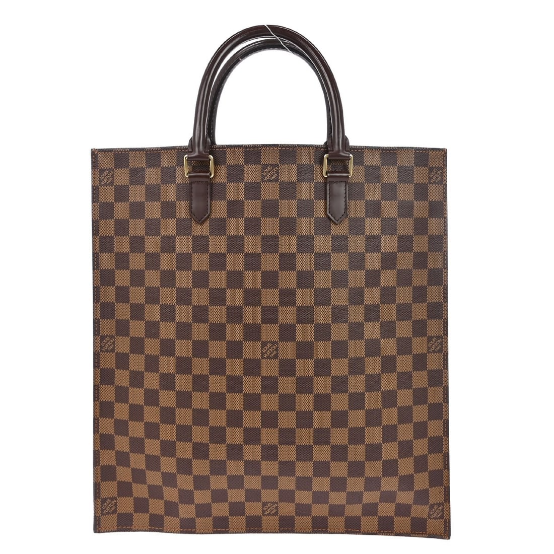 Louis Vuitton Sac Plat Damier Canvas Tote Bag Brown Medium: Louis Vuitton Sac Plat Damier Canvas Tote Bag Brown Medium This Louis Vuitton Sac Plat tote handbag features the iconic Damier pattern in brown Damier canvas leather, complemented by leather handles.