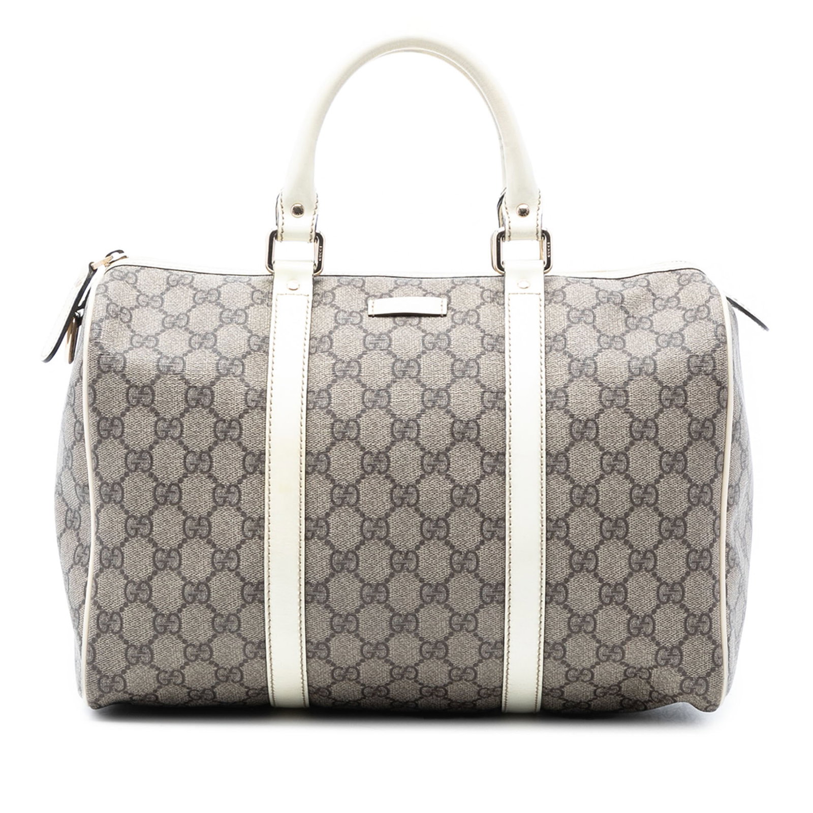 Gucci Joy Boston Medium Beige GG Supreme Canvas Handbag with Leather Trim (1 of 7)