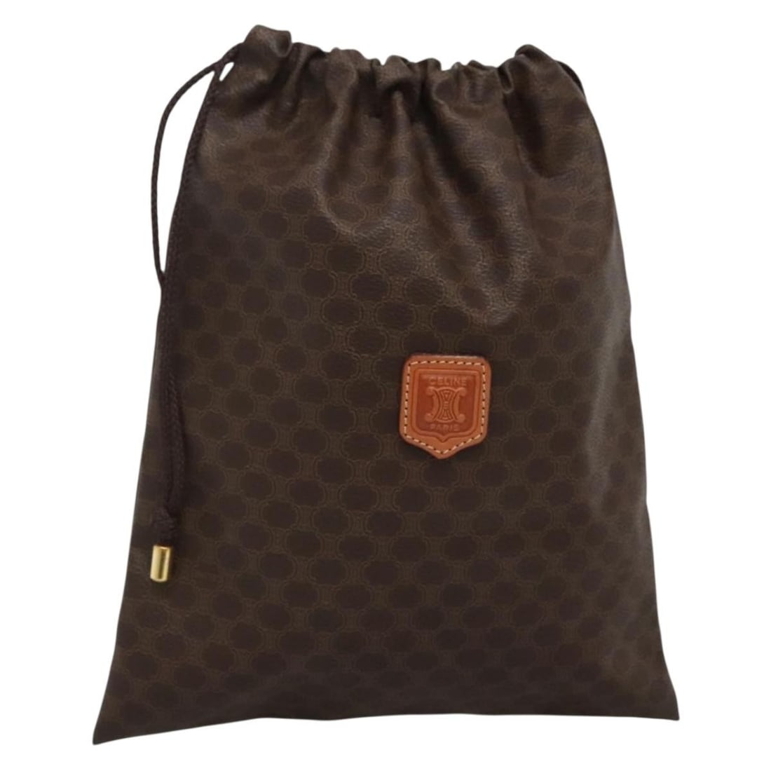 CELINE Macadam Canvas Pouch Brown Gold PVC Leather Auth 140474 (1 of 17)