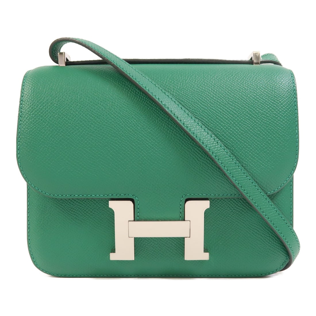 Hermes Constance Mini Green Epsom Leather Shoulder Bag with Palladium Hardware (1 of 18)