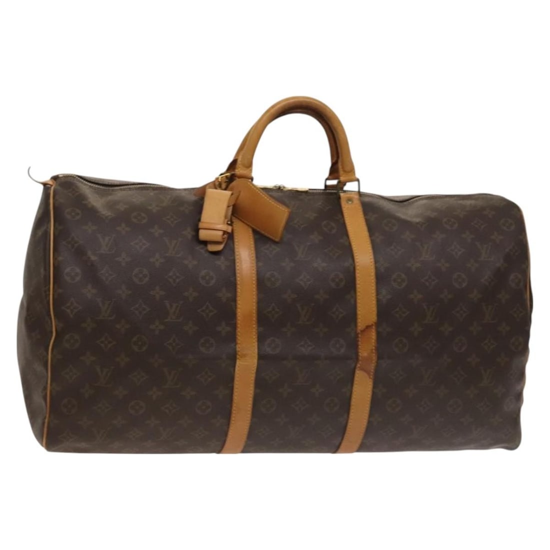 Louis Vuitton Keepall 60 Boston Monogram Canvas Travel Bag: Louis Vuitton Keepall 60 Boston Monogram Canvas Travel Bag This pre-owned Louis Vuitton Keepall 60 Boston bag features the iconic monogram canvas in brown. Designed for unisex use, it shows signs of p