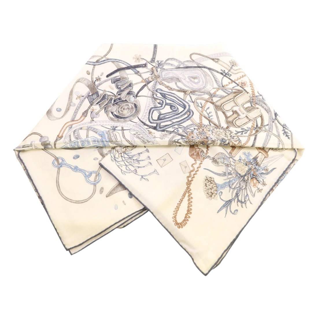 Hermes Mors A Jouets Bandana 140 White Blue Multicolor Cashmere Silk Shawl (1 of 13)