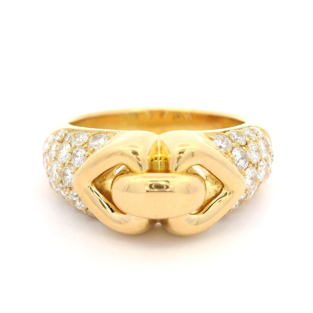 Bvlgari 18k Yellow Gold Doppio Double Heart Ring 1.40ctw Diamonds (1 of 11)