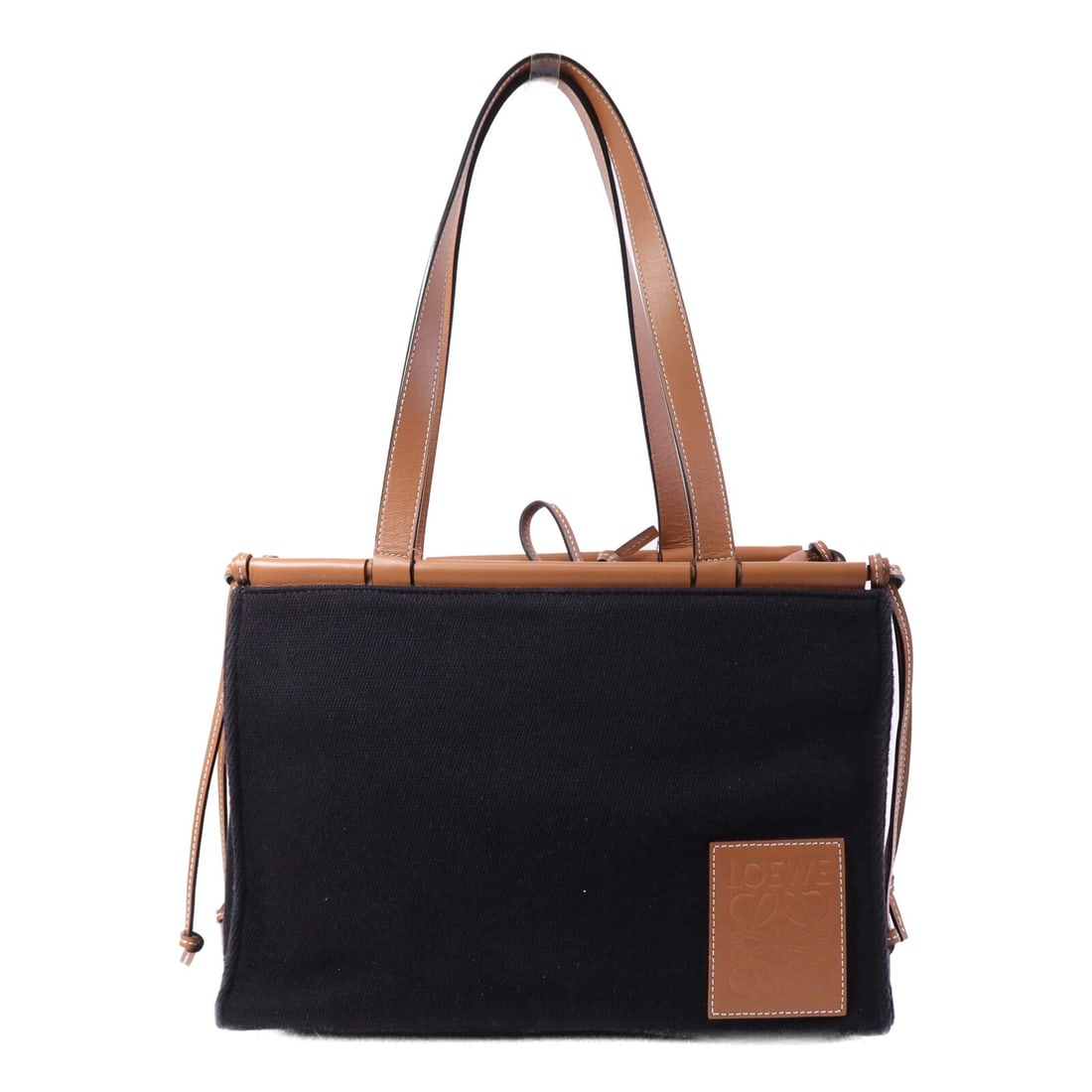 Loewe Canvas and Calfskin Cushion Tote Black and Brown Handbag (1 of 15)