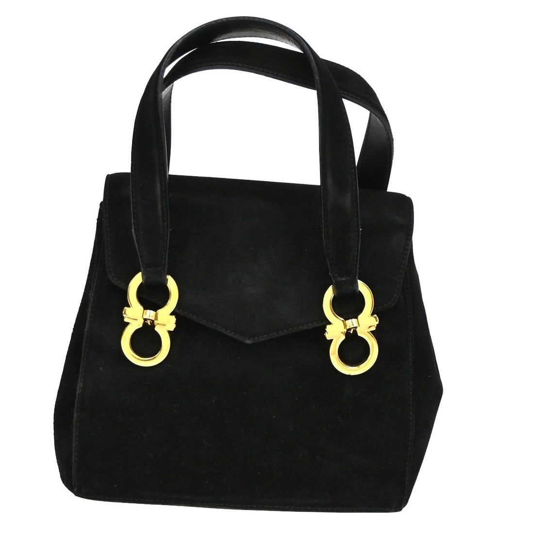 Black suede Gancini handbag by Salvatore Ferragamo Italy (1 of 12)