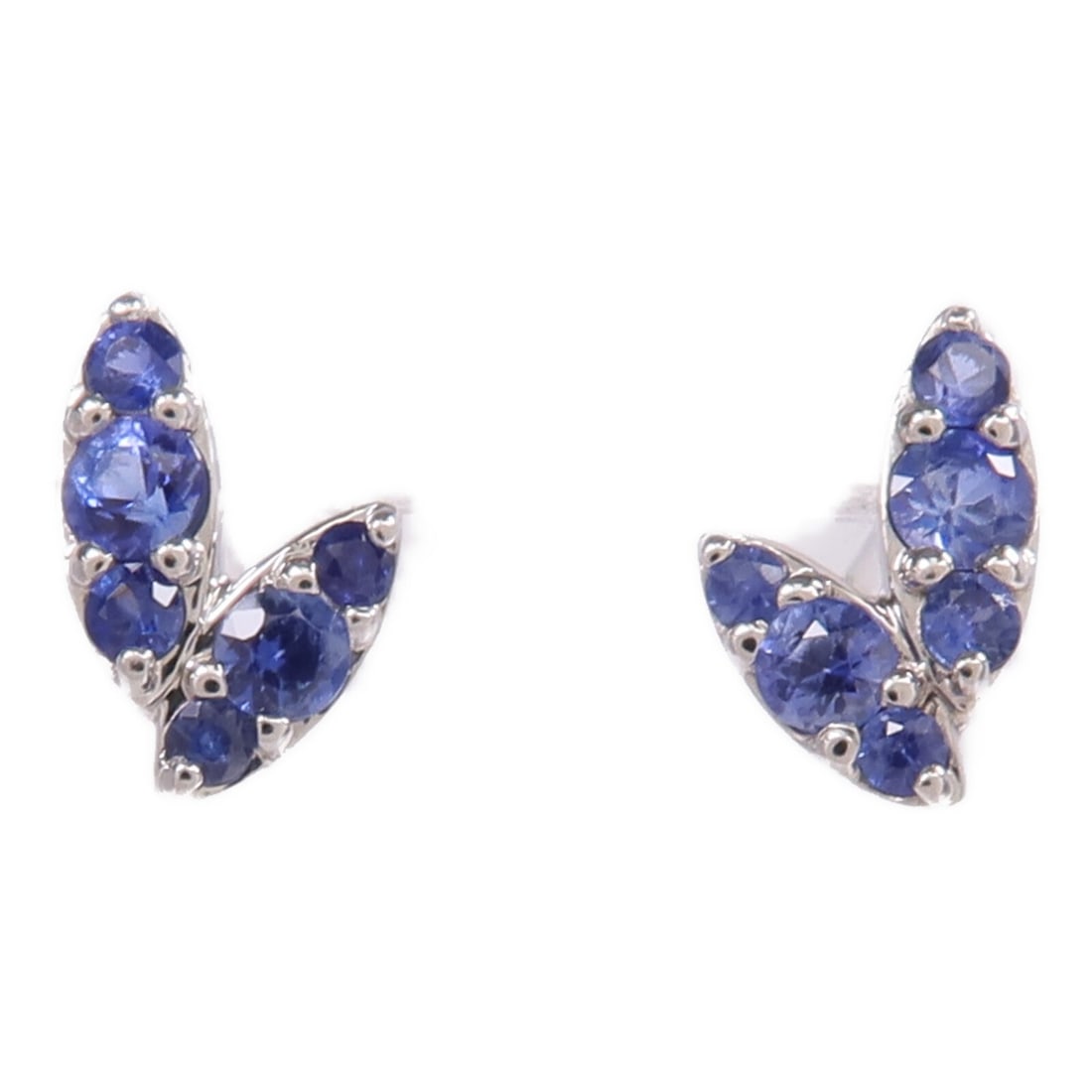 Sapphire Pierced Earrings in 18K White Gold Blue Stone (1 of 7)