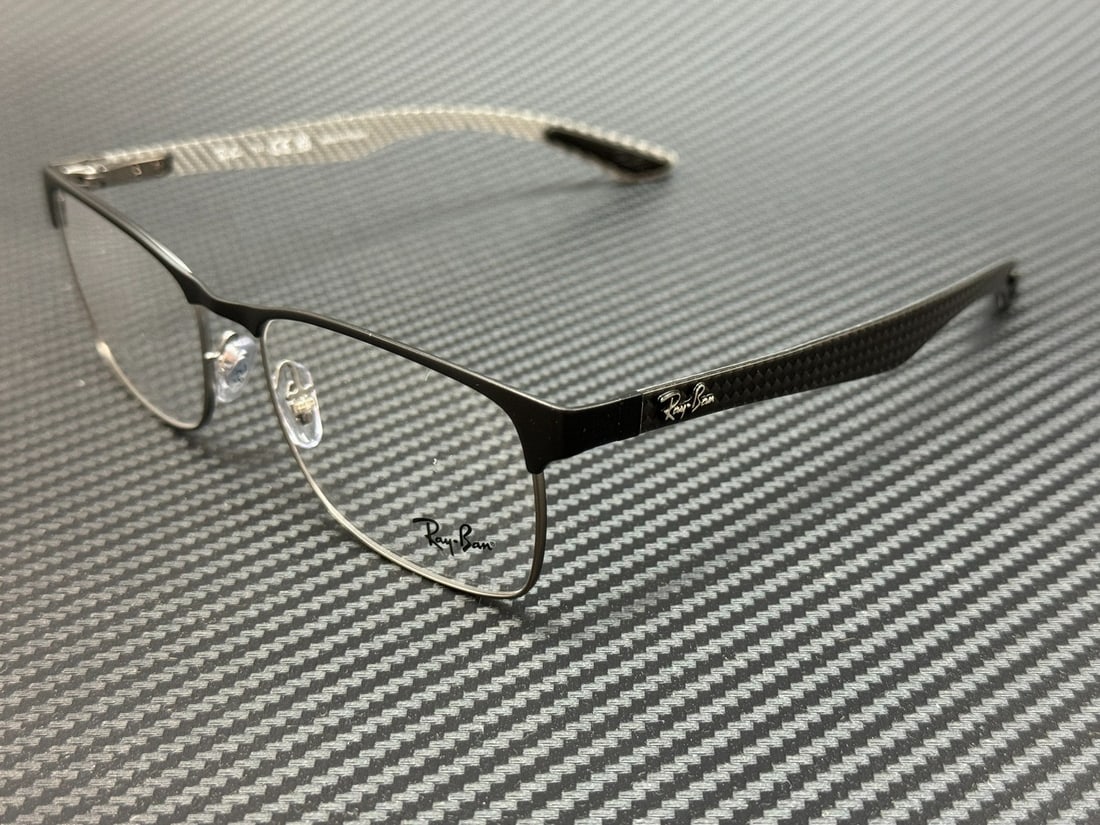 Ray Ban RX8416 2916 Matte Black Gunmetal Square Eyeglasses 55mm: Ray Ban RX8416 2916 Matte Black Gunmetal Square Eyeglasses 55mm Discover the stylish Ray-Ban RX8416 2916 eyeglasses, designed for both men and women. These unisex eyeglasses feature a matte black fram