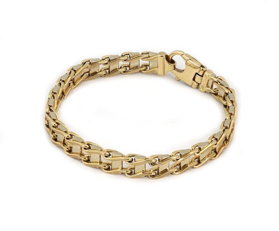 Vintage 14k Two Tone Gold Bracelet with Double Sided Link Design (1 of 5)