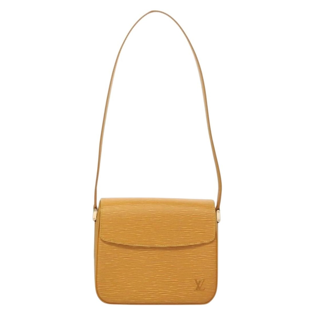 Yellow Epi Leather Buci Shoulder Bag by Louis Vuitton: Yellow Epi Leather Buci Shoulder Bag by Louis Vuitton This Louis Vuitton Buci handbag is crafted from yellow Epi leather, offering a distinctive and stylish look for women. Made in France, it features