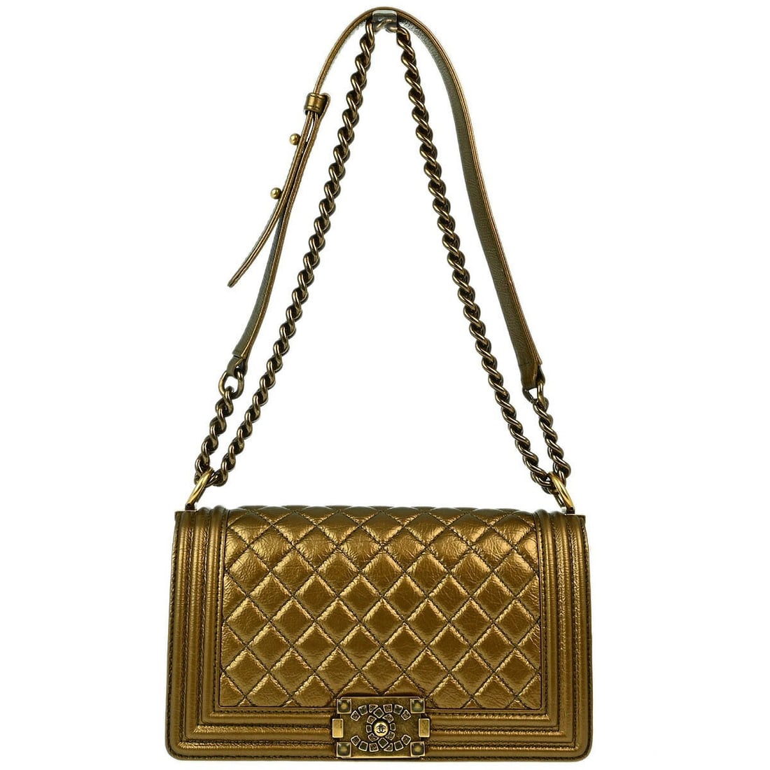 Chanel Boy Quilted Leather Gold Flap Shoulder Bag 25cm (1 of 10)