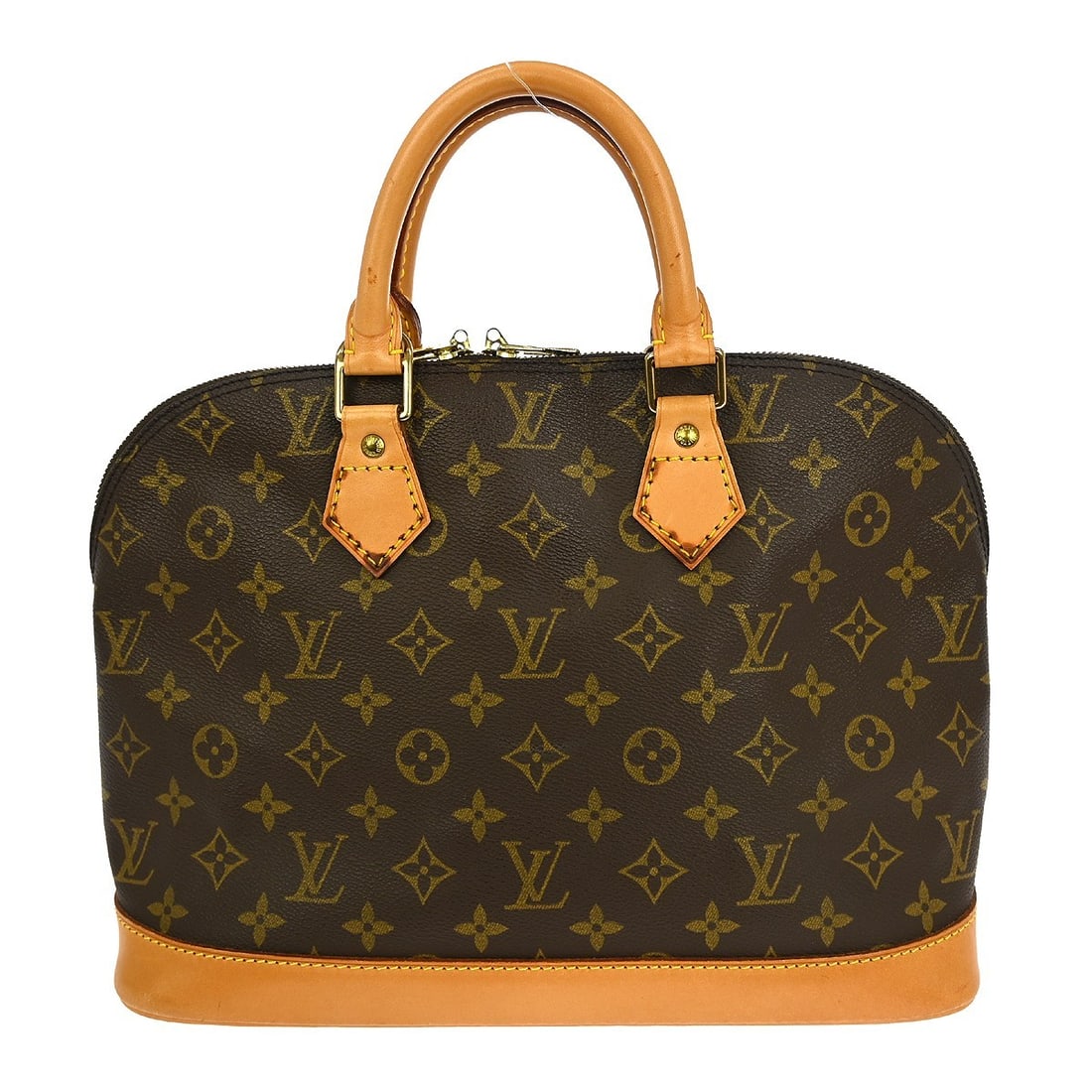 Louis Vuitton Alma Monogram Canvas Medium Brown Handbag M51130: Louis Vuitton Alma Monogram Canvas Medium Brown Handbag M51130 This Louis Vuitton Alma handbag features the iconic Monogram canvas exterior, double beige handles, and zip closure. Designed in a medium