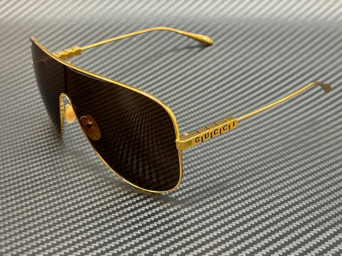 GUCCI GG1436S 002 Gold Frame Brown Lenses Women's Sunglasses (1 of 5)