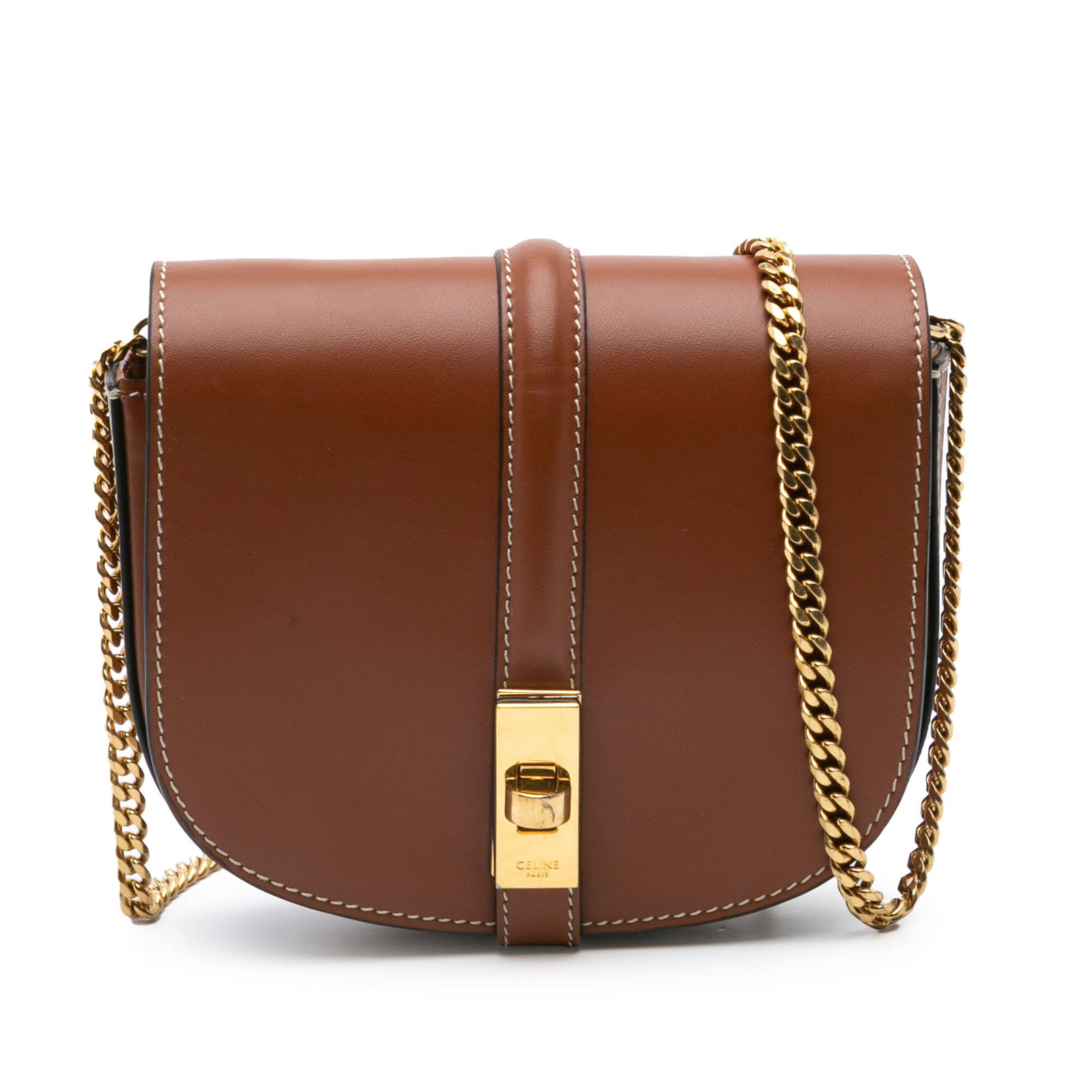 Celine Small Leather Besace 16 Wallet On Chain Brown (1 of 8)