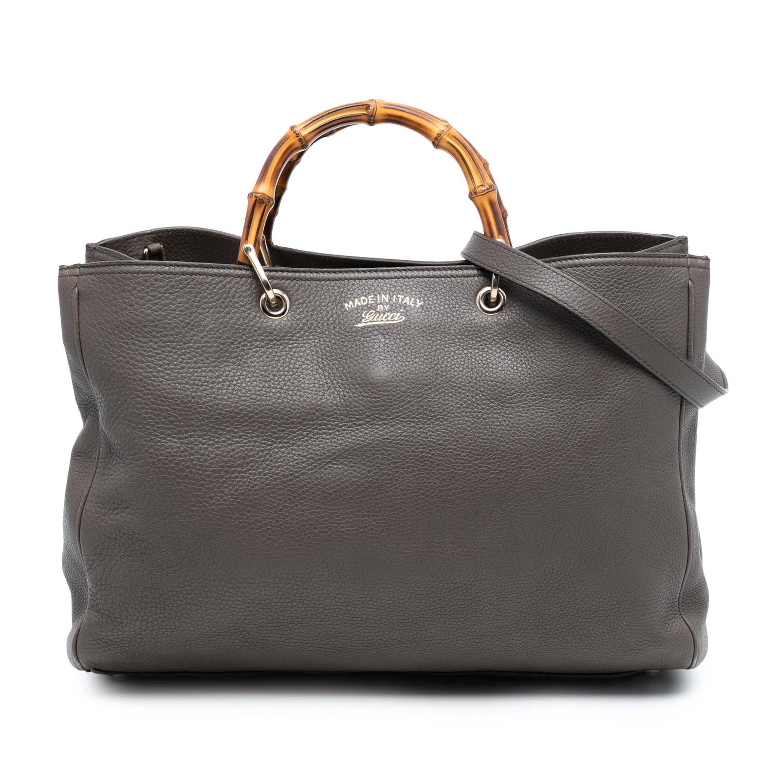 Gucci Bamboo Handle Large Brown Leather Shopper Satchel with Strap (1 of 7)