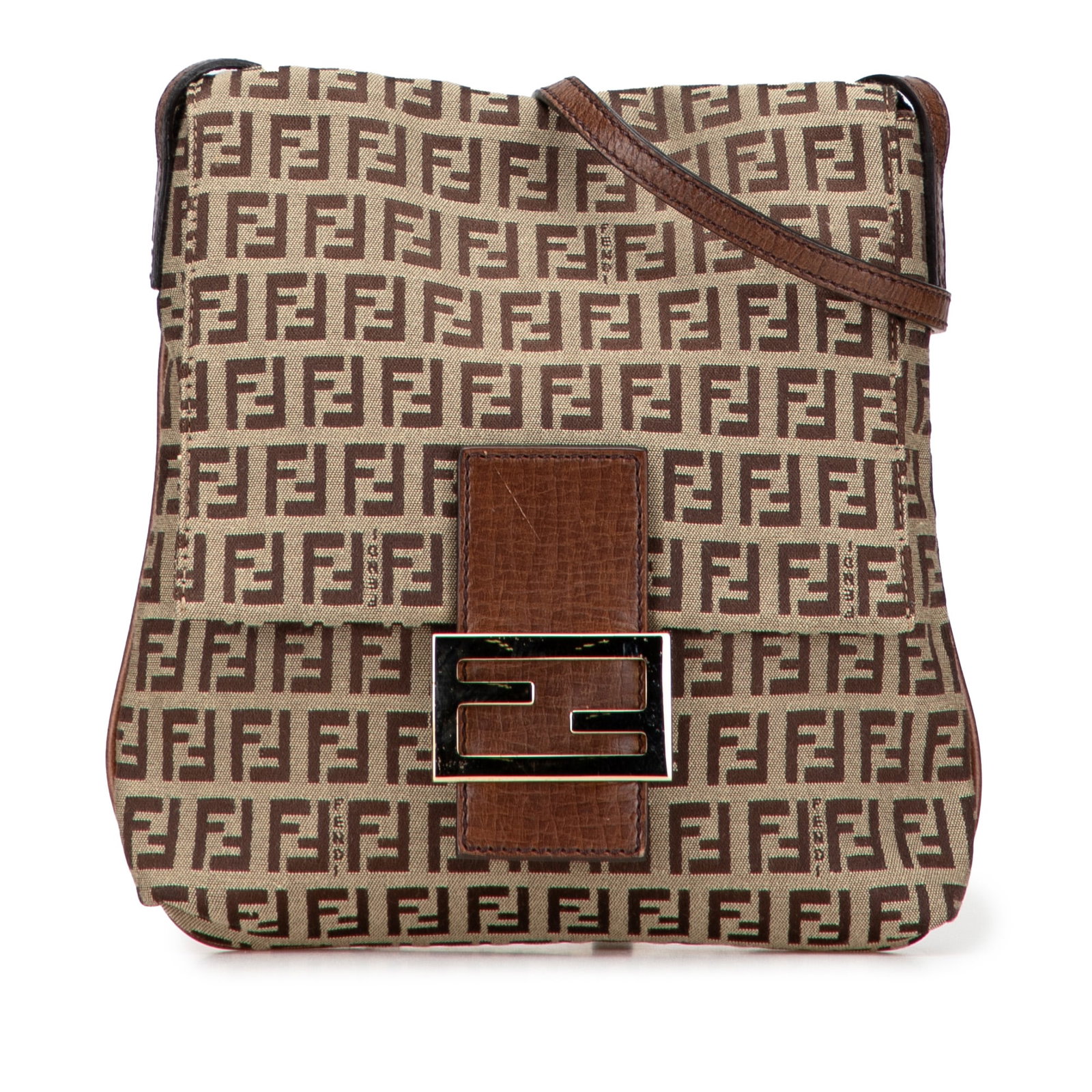 Fendi Zucchino Canvas Crossbody Bag Brown Fabric Italy (1 of 10)