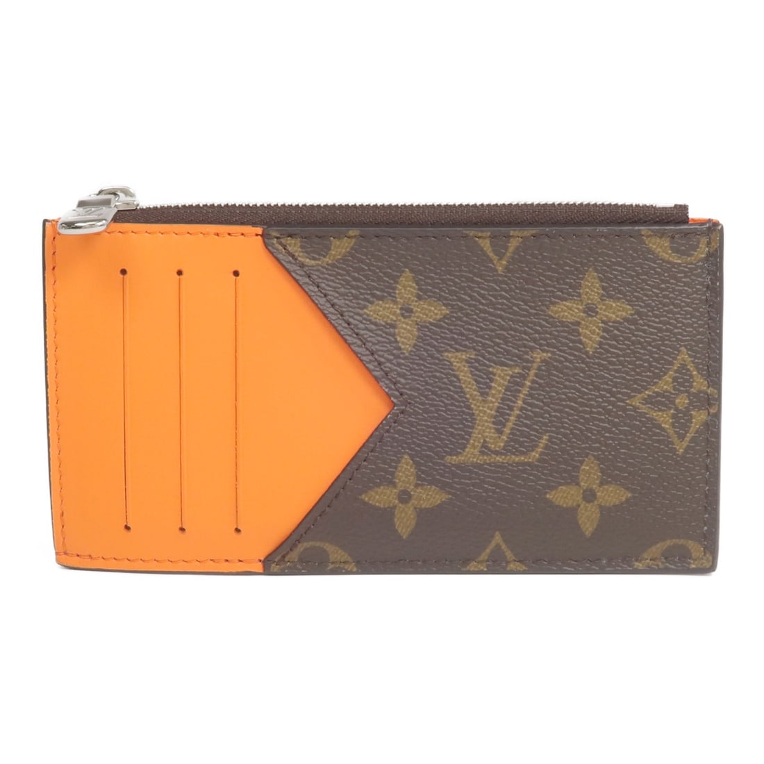 Louis Vuitton Monogram Brown and Orange PVC Card Case SHW M82909: Louis Vuitton Monogram Brown and Orange PVC Card Case SHW M82909 This Louis Vuitton card holder features the iconic Monogram pattern in brown and orange. Crafted from durable PVC coated canvas, it is