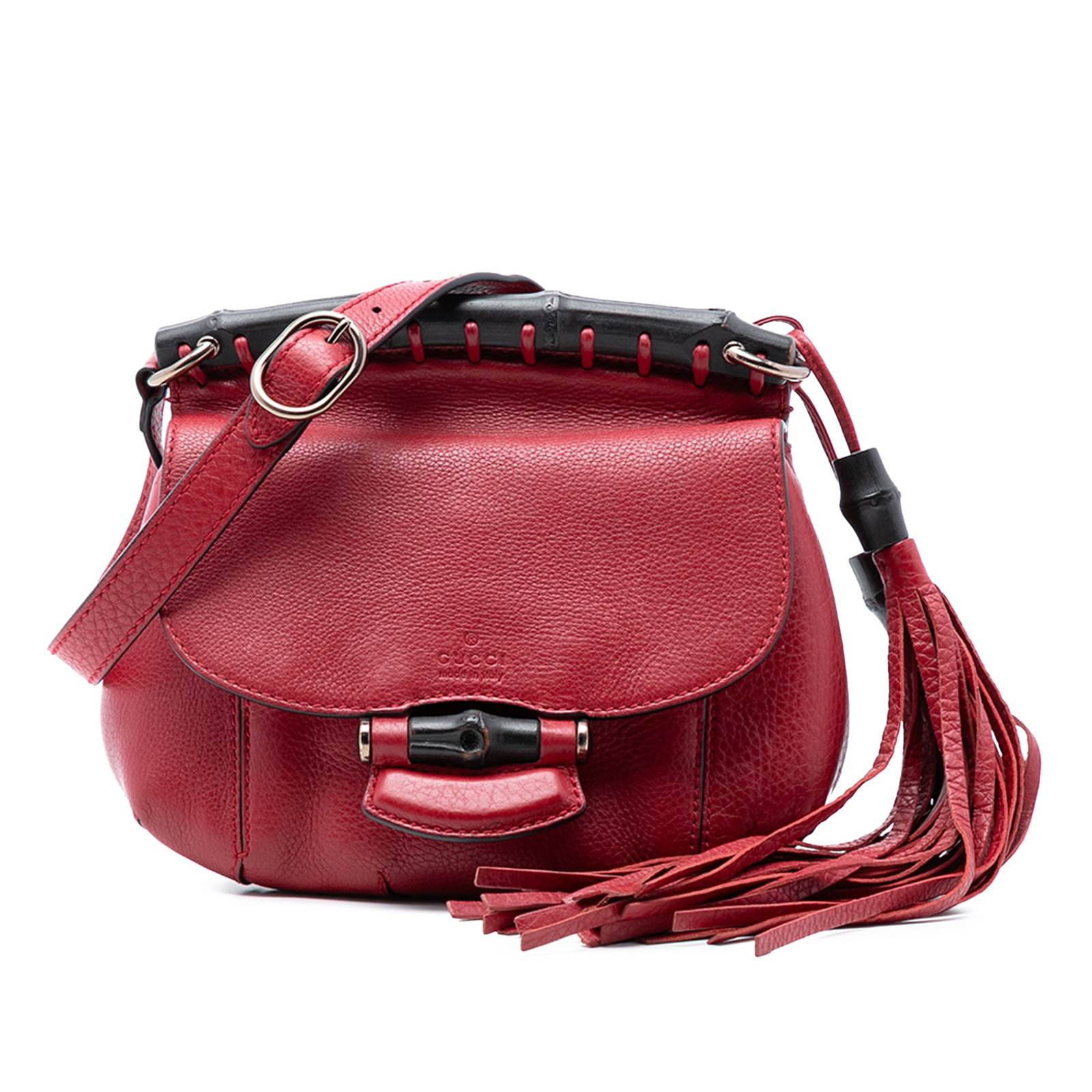 Gucci Bamboo Nouveau Fringe Small Red Leather Crossbody Bag (1 of 7)