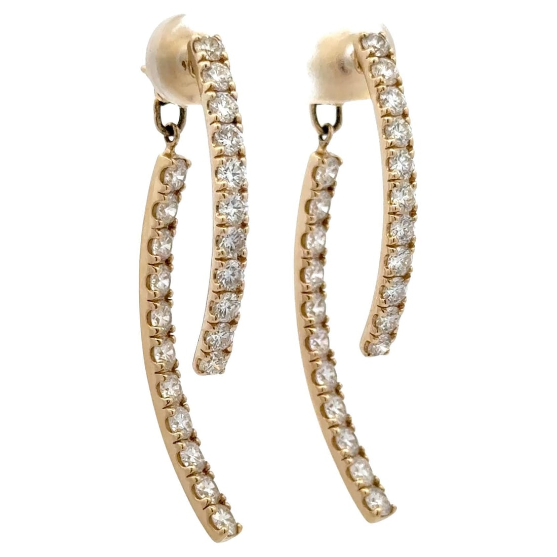 Harbor Diamonds 14K Yellow Gold Detachable Diamond Curve Drop Earrings 3.95 Carats: Harbor Diamonds 14K Yellow Gold Detachable Diamond Curve Drop Earrings 3.95 Carats These exquisite detachable drop earrings are crafted from 14 karat yellow gold, showcasing a stunning diamond curve m