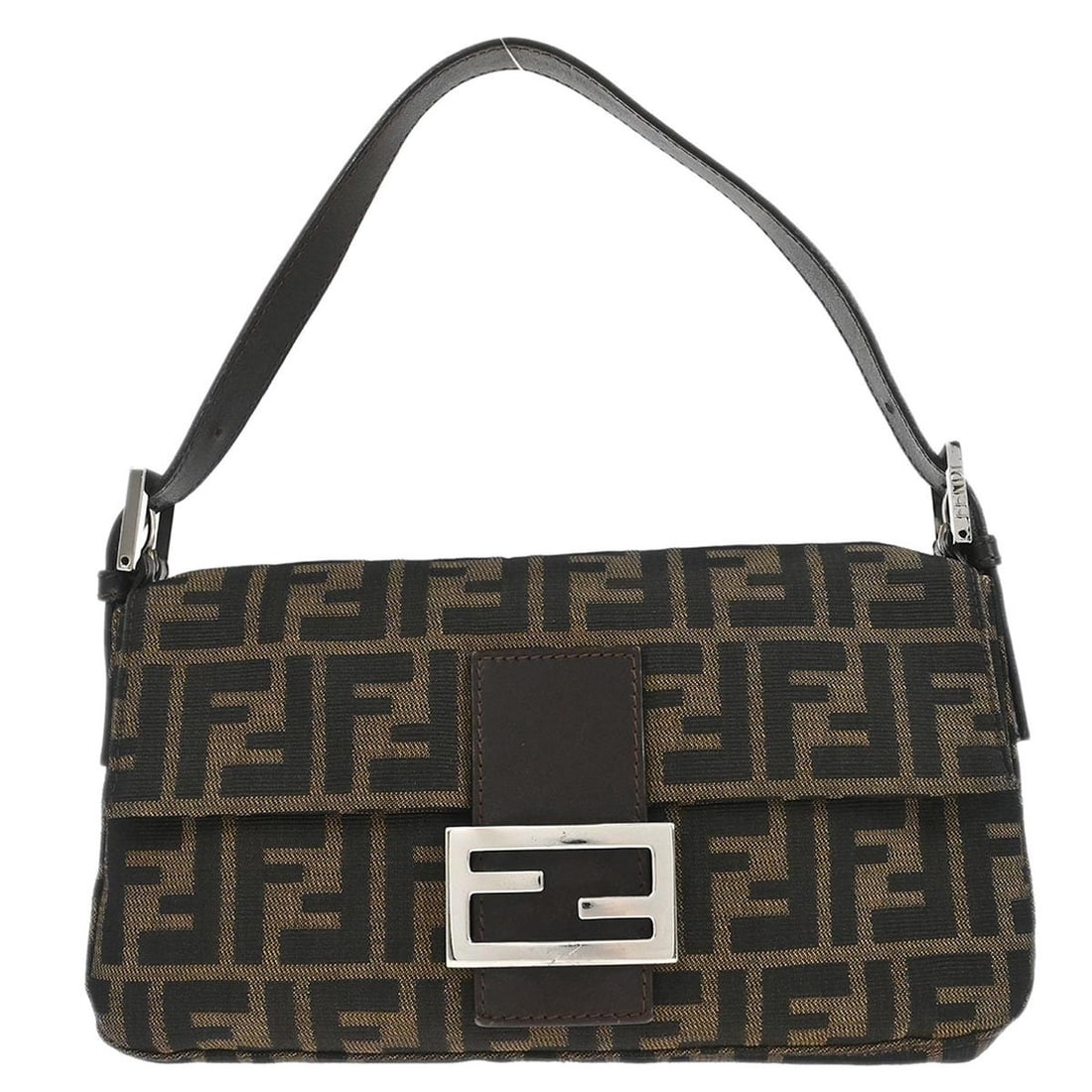 Fendi Zucca Canvas Shoulder Baguette Bag Brown Silver Hardware (1 of 10)